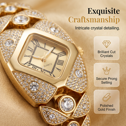 📢📢 -50% ! ⏰Montre à quartz pour femme – Cadran en losange et strass, bracelet alliage.