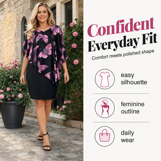 🦋💃🌺 -50% ! Robe bodycon à cape – Cape avantageuse, silhouette élancée.