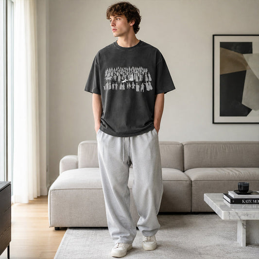 🎨 50% DE RÉDUCTION ! 👕 T-Shirt Graphique Washed – Polyester – Design Vintage & Coupe Ample for Streetwear