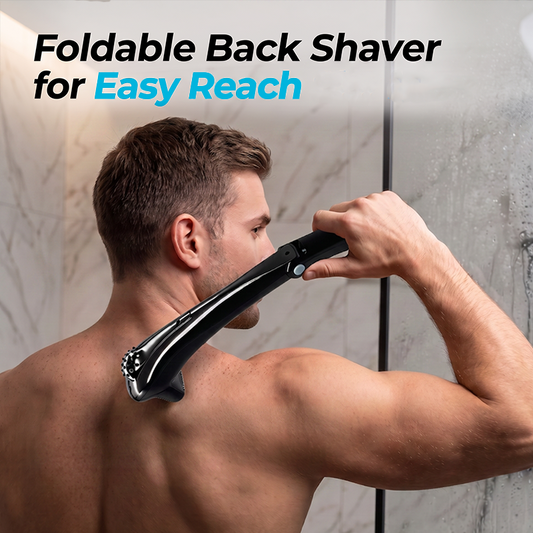 🌀💪 OFFRE LIMITÉE 50% DE RÉDUCTION! 🪒Rasoir électrique pour dos avec manche pliable – Angle 180° & accès facile – Rasez-vous le dos sans aide.