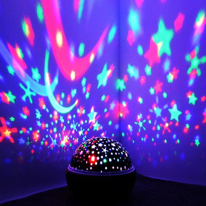 🌟🌊 -50% ! 🌙 Veilleuse Projecteur Rotatif 2-en-1 Étoiles & Océan – Multicolore, Silencieux & Alimentation USB