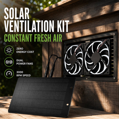 ✨🛒 -50% ! 🏙 Kit de Ventilation Solaire 10W – 2 Ventilateurs 5″ – Silicium Polycristallin + ABS – 200 CFM & IP65 pour Poulailler, Serre & Abri