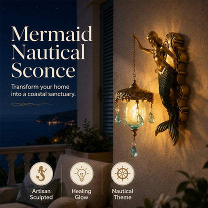 🕯️🛒 -50% ! 🧜 Applique Murale Vintage Sirène – Résine Artisanale, Finition Or Antique & Usage Intérieur & Extérieur