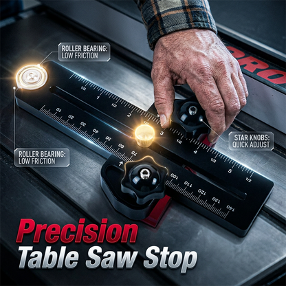 🪢🔧 -50% ! ⚙️ Butée de Scie à Table de Précision – Alliage d’Aluminium, Double Graduation & Roulement Lisse
