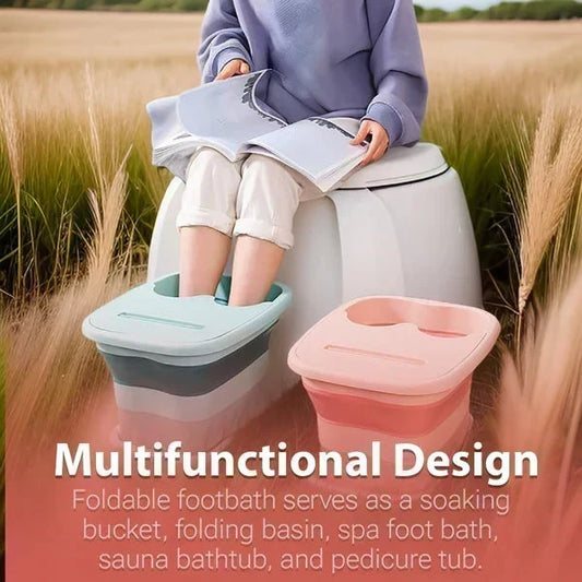 🦶💬 -50% ! 🛁 Bassin de Bain de Pieds Pliable avec Couvercle – Silicone, Rouleaux de Massage & Acupression.