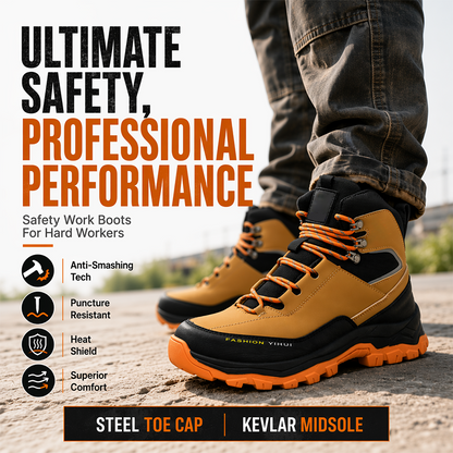 👷⚡ +27 900 vendus ! 🦺Chaussures de Sécurité à Embout Acier Anti-Perforation – Cuir Synthétique + Maille – Semelle Caoutchouc Antidérapante pour Chantier & Atelier.
