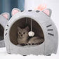🐱🛏️ -50% ! 🏠Lit-Tente 2-en-1 pour Animal – Tissu Doux, Design Dôme & Balle Interactive.
