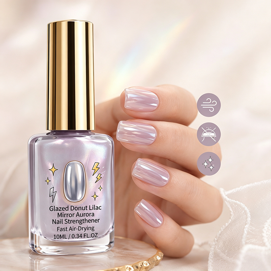 💅🛒 -50% ! 🌸Fortifiant à Ongles Effet Miroir Lilas – Finition Aurora Glacée, Séchage Rapide & Longue Durée