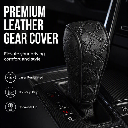 🚘✨ -50% ! 🪡 Cache Pommeau de Levier de Vitesse Respirant Universel – Cuir PU & Éponge, Perforation Laser & Protection Tri-Couche.