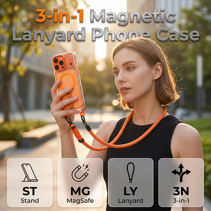 📱🎀 -50% ! 🔗 Coque Téléphone Multifonctionnelle avec Lanière – TPU Antichoc, Support Intégré & Compatible Magsafe.