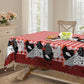 🌺🛒 -50% ! 🍀Nappe à Carreaux Rouges Motif Coq – Polyester, Anti-Taches & Bordure Dentelle