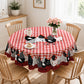 🌺🛒 -50% ! 🍀Nappe à Carreaux Rouges Motif Coq – Polyester, Anti-Taches & Bordure Dentelle