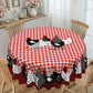 🌺🛒 -50% ! 🍀Nappe à Carreaux Rouges Motif Coq – Polyester, Anti-Taches & Bordure Dentelle