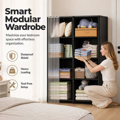 🏠👗 -50% ! 🧵 Armoire Anti-Poussière Multi-Niveaux – Tubes Acier Résistants, Rideau Haute Densité & Gain de Place.