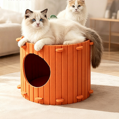 🐱🛒 -50% ! 🥕Nid Douillet pour Chat en Forme de Carotte – Feutre Premium, Confort Semi-Fermé & Usage 3-en-1.