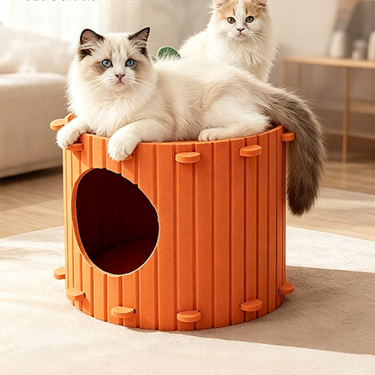 🐱🛒 -50% ! 🥕Nid Douillet pour Chat en Forme de Carotte – Feutre Premium, Confort Semi-Fermé & Usage 3-en-1.