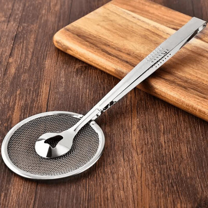 🍴🛒 -50% ! 🥄Pince Alimentaire 2-en-1 en Inox – Passoire Fine, Poignée Ergonomique & Facile à Nettoyer