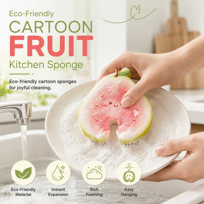 🍋🧽 Éponges en Pâte de Bois Forme Fruits – Expansion Instantanée, Anti-Graisse Sans Rayure & Séchage Rapide Anti-Odeurs ✨
