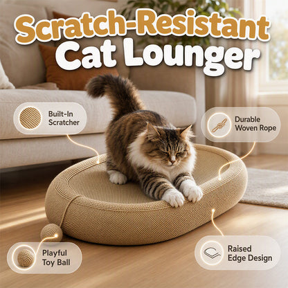 🐾🛒 -50% ! 🐱Griffoir-Lit pour Chat en Sisal – Forme Ovale, Résistant à l’Usure & Jouet Inclus