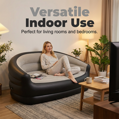 🛋️🛒 -50% ! 🏠Canapé Gonflable Double Portable – PVC, Surface Floquée Premium & Confort Instantané