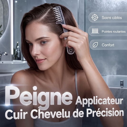 💆🛒️ Peigne Applicateur pour Cuir Chevelu ! 🌿 Outil de Soin Capillaire – Application de Précision, Embouts Roulants & Corps Transparent.
