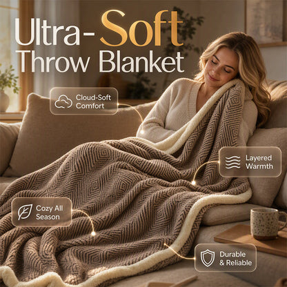 🛏️🛒 -50% ! 🧶Couverture Douce Épaisse Double Couche – Polyester Ultra-Doux, Chaleur Cocooning & Style Moderne.