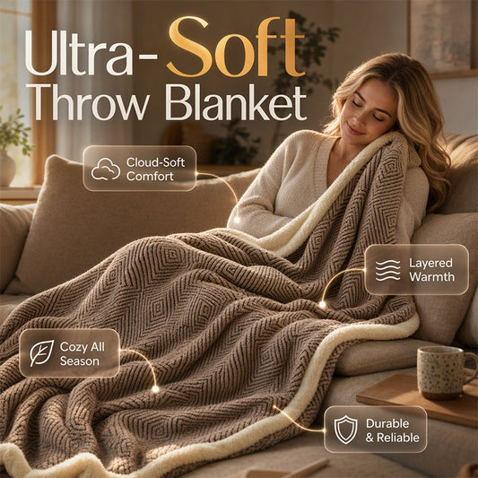 🛏️🛒 -50% ! 🧶Couverture Douce Épaisse Double Couche – Polyester Ultra-Doux, Chaleur Cocooning & Style Moderne.