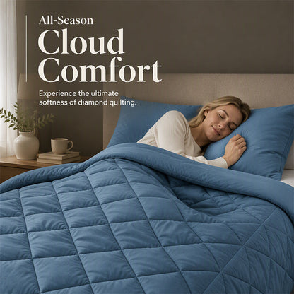 🛏️🧵 Parure de couette matelassée 3 pièces – Microfibre brossée, respirante et adaptée à toute saison