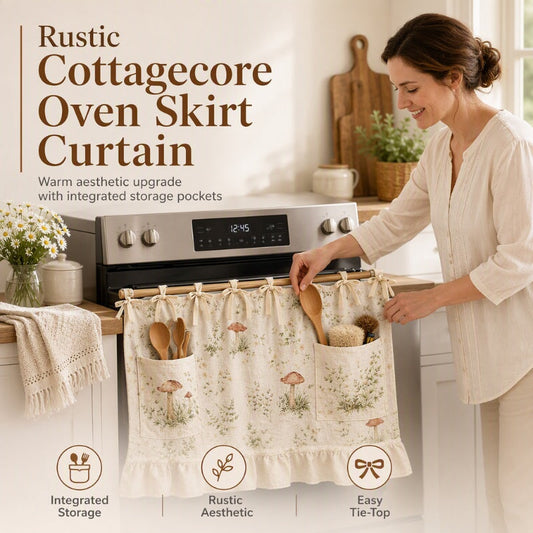 🍳🛒 -50% ! 🏠Rideau de Four avec Poches de Rangement – Style Cottagecore, Savoir-Faire Exquis & Polyvalent.
