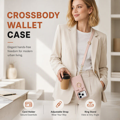 💳🛒 -50% ! 📱Coque Portefeuille Magnétique – Cuir PU Premium, Anneau Support 360° & Bandoulière Détachable.