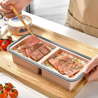 🍱🛒 -50% ! 🧤Boîte de Préparation de Repas en Silicone – Qualité Alimentaire, Compartimentée & Couvercle Hermétique.