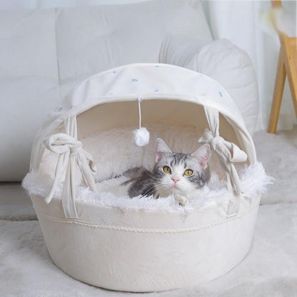 🐱🛒 -60% ! 🛌 Corbeille-Berceau Semi-Fermée pour Chat – Mousse Mémoire, Design Détachable & Tissu Doux pour Confort Toutes Saisons.