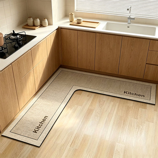 🧉💧 Tapis de Sol de Cuisine en L Antidérapant – Absorbe Eau & Huile, Séchage Rapide, Confort Optimal