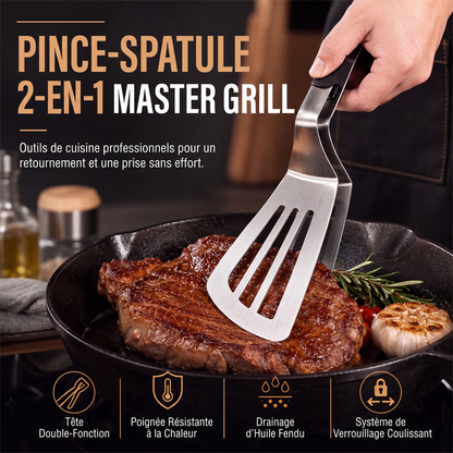 🍳👨‍🍳 -60% ! 🥩Pince-Spatule Alimentaire 2 en 1 en Acier Inoxydable – Égouttage Huile, Usage Polyvalent & Manche Ergonomique