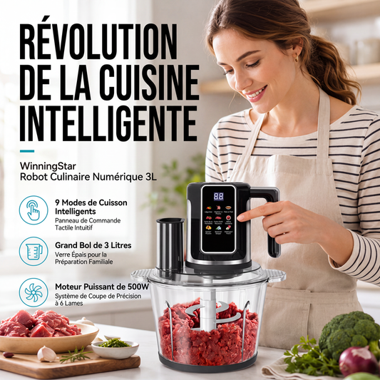 🍲🔪 -60% ! 👨‍🍳Robot Culinaire Multifonction avec Commande Tactile et Bol en Verre.