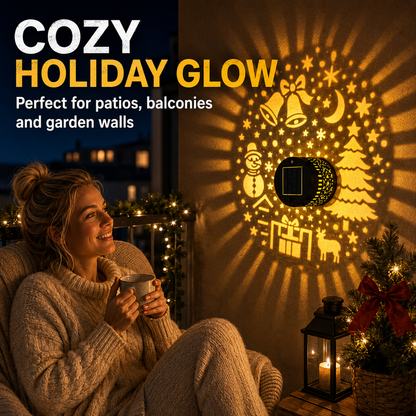 🎄✨ Projecteur Mural Solaire Décoratif IP65 | Motifs Féeriques de Fêtes, 100% Sans Fil & Allumage Auto