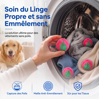 🧺🧼 -60% ! ✨Boules de lavage réutilisables en nylon pour récupérer les peluches et les cheveux.