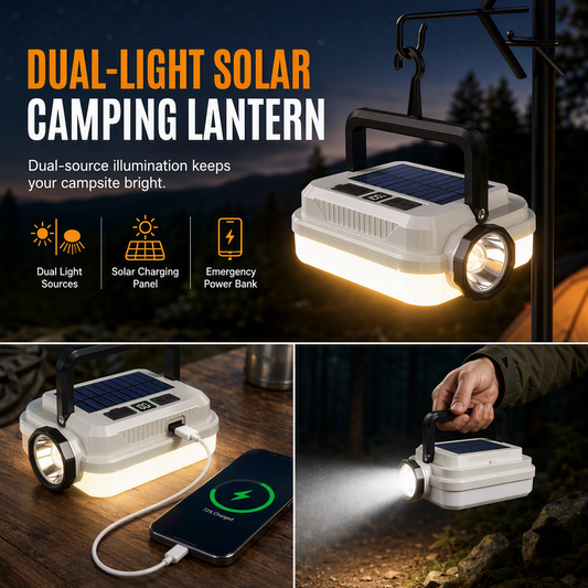 🏕️🔦 -60% ! ☀️Lanterne de Camping Solaire – Rechargeable, Robuste & Polyvalente.