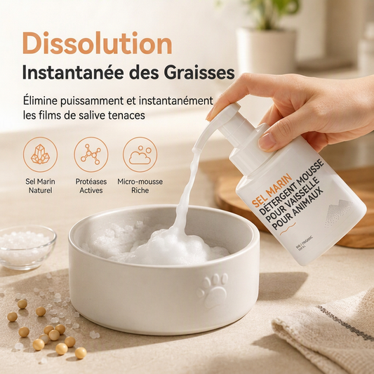 🧼🌊 -60% ! 🐶Mousse Nettoyante au Sel de Mer pour Gamelles d'Animaux.