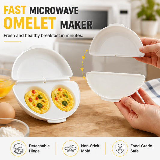 🍳⏱️ Cuiseur 2-en-1 pour omelettes et œufs au micro-ondes – Compact, pratique et facile à nettoyer