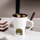 🍫🫕 Tasse à Fondue au Chocolat en Céramique 200 ml | Chauffe-Plat à Bougie, Fourchette Inox & Émail Antiadhésif