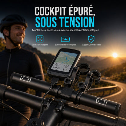 🔋🔦 -60% ! 🚵Support d'extension de guidon de vélo avec fonction de batterie externe USB et support de lampe de poche pour vélo
