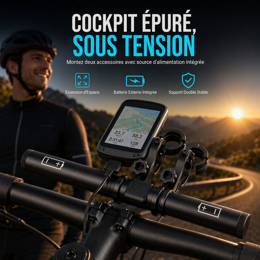 🚲🔋 Extension de guidon pour vélo avec batterie externe USB et support de lampe – Espace supplémentaire, double fixation et recharge pratique