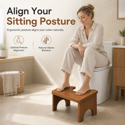 🌿🪵 Marchepied de Toilette Antidérapant pour Enfants & Adultes – Bambou Naturel, Posture Ergonomique et Support Robuste