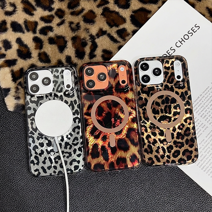 🐆🧲 Coque de Téléphone Magnétique à Motif Léopard – Protection Antichoc, Alignement Magnétique et Finition Tendance