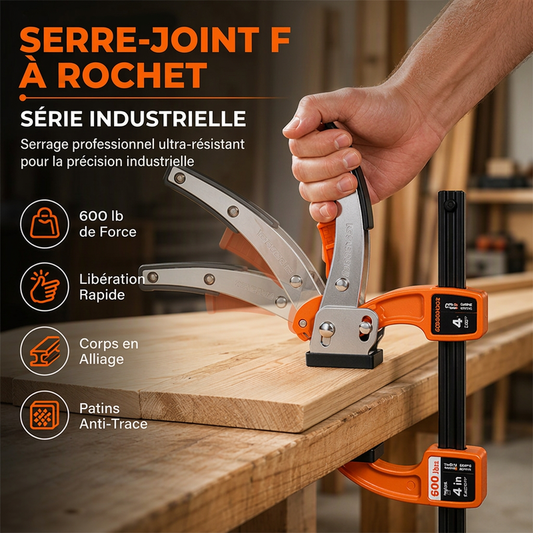 🗜️🪵 Serre-Joint en F à Cliquet en Alliage d'Aluminium – Serrage Rapide à Une Main, Pression Puissante et Haute Précision