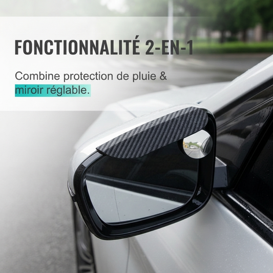 🚗🌧️ Protège-pluie pour rétroviseur – Déflecteur avec miroir d'angle mort orientable, fixation par clip et protection contre les projections