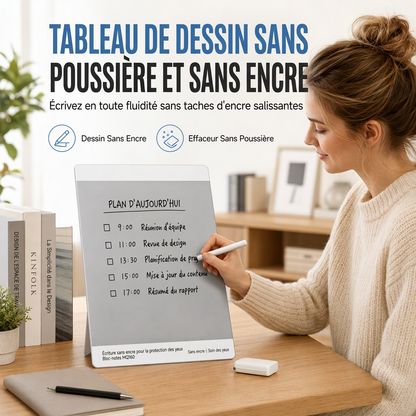 📝👁️ Tableau d’écriture magnétique sans encre – Sans poussière, effacement instantané et confort visuel