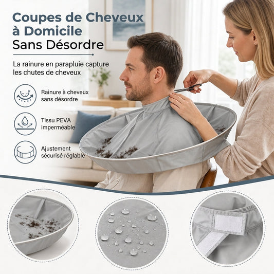 ✂️🧑‍🦰 Cape de Coupe pour Cheveux – Gouttière Intégrée, Surface Imperméable et Tissu Antistatique