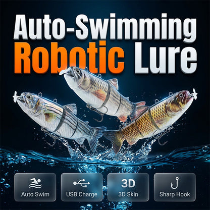 🎣⚡ Leurre de pêche électronique articulé avec LED – Recharge USB, hélice frontale et nage à descente lente